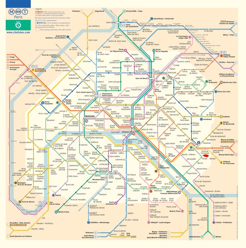 Paris metro map. Our apartment is the red dot on the left side of the image.